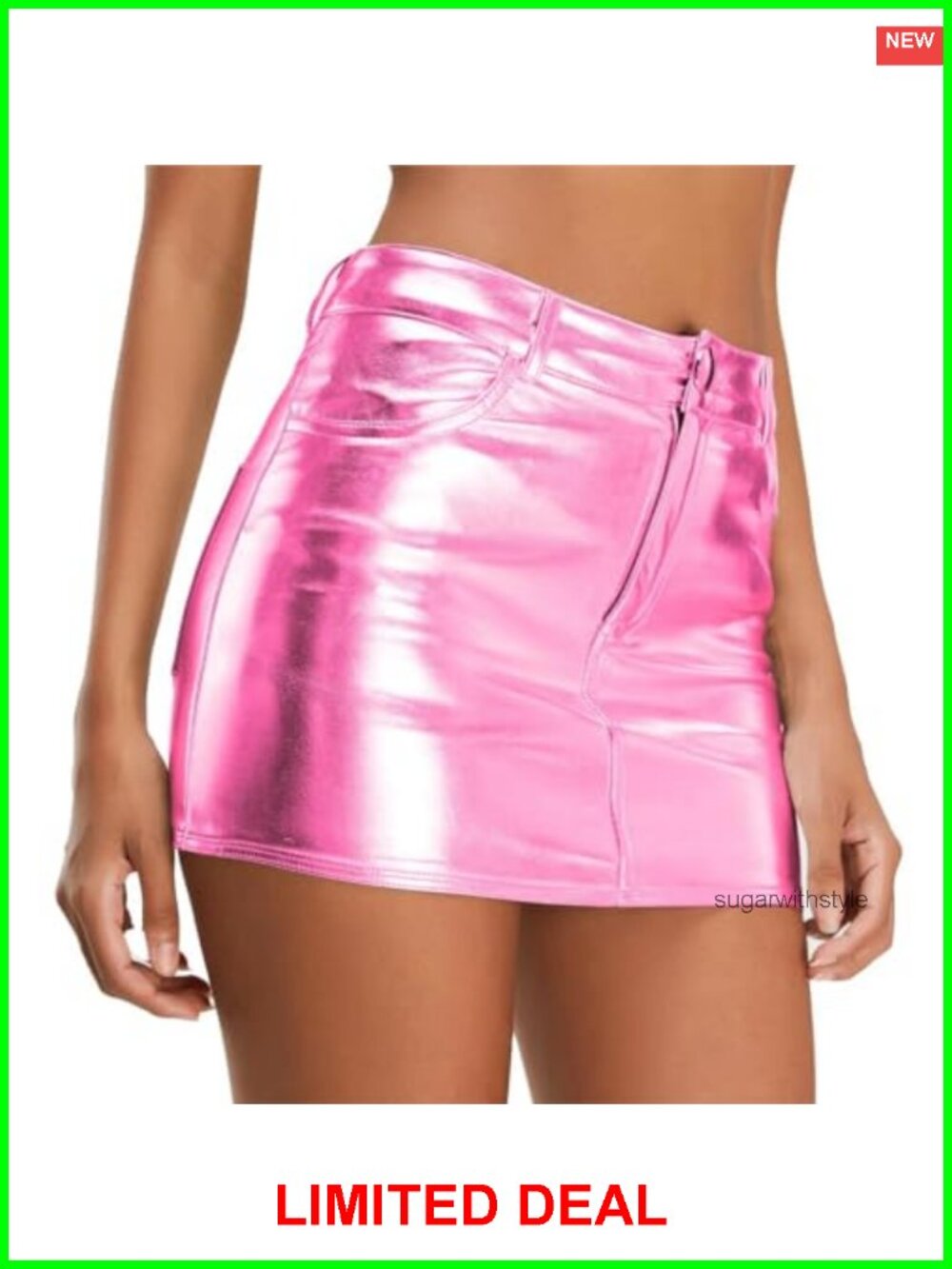 Metallic Shiny Low Waist Bodycon Mini Cargo Skirt with Pocket Y2K Rave